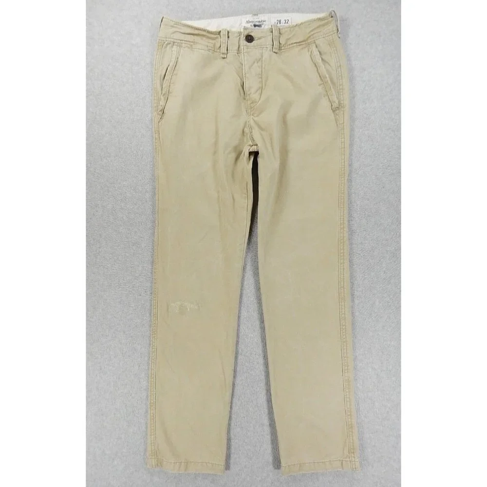 Abercrombie & Fitch Distressed Button Fly Pants (Men's 28x30)‎ Tan